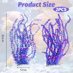 Hamiledyi Aquarium Plastic Plants Aquarium Decor Artificial Fish Tank Plants,Tall Fish Tank Decorations, Extra Large Aquarium Plant 23.6-inch Tall,2PCS（Purple Style B）