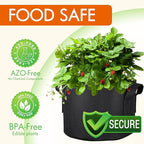 Gardzen 10-Pack 15 Gallon Grow Bags, 300G Thickened Fabric Grow Bags with Handles, Heavy Duty Aeration Plant Grow Bags