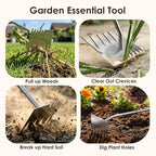 Weed Puller Tool, 2026 Upgraded Portable Manual Weeding Tools Gardening, 6 Teeth Dual Head Stainless Steel Hand Garden Weeding Rake, Weed Remover Tool for Gardening Backyard Yard Farm Planting Weeding