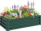 Outsunny Galvanized Raised Garden Bed, 4' x 2' x 1' Metal Planter Box, for Growing Vegetables, Flowers, Herbs, Succulents, Green