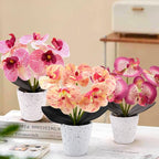 Artificial Orchid Flower Potted Plants Real Touch Small Fake Phalaenopsis Moth Decoration for Home Office Table Centerpiece Desk Shelf
