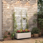 Metal Planter Box with Trellis,72"x35"x15",Galvanized Raised Garden Bed Trellis Outdoor Planter with Privacy Screen & Wheels and Drainage Holes,for Patio Climbing Vegetables,Flowers,Vines,White