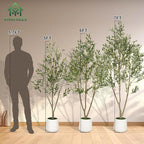 VIVATREES Olive Trees Artificial Indoor, 6FT Tall Faux Olive Tree with White Tall Planter, Artificial Plants with Natural Wood Trunk and Lifelike Fruits for Home Office Decor