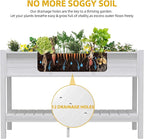 DWVO 48x18x30in Raised Garden Bed HDPE, Poly Wood Planter Box Stand,Weather-Resistant Planter Box with Legs & Storage Shelf, Elevated Garden Bed for Backyard, Patio, Balcony, White