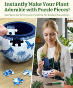 PieceRelax 3D Puzzle Planter 80 Pieces - Flower Pot - Oriental Birds and Flowers, for Mom, Home Decor Flower Pots for Indoor Cactus, Succulents Pots [K1115]