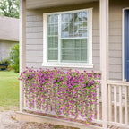 Artificial Hanging Flowers for Outdoors, 2 Pcs Fake Hanging Plants Spring Summer Decor, UV Resistant No Fade Faux Silk Daisy Flower for Planter Front Door Porch Patio Yard Garden(Purple)