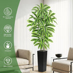Artificial Yellow Dracaena Tree - 7FT Tall Fake Plants with Black Planter - Artificial Plants Indoor Floor Plant in Pot - Large Tropical Fake Yucca Potted Tree for Home Office Living Room Decor