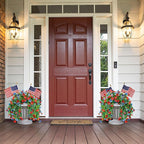 HyeFlora Faux Flowers for Outdoors Decoration, 2Pcs Artificial Fake Hanging Spring Summer Decor, Red and Blue Realistic Plants, UV & Fading Resistant Silk Flower for Porch Patio Balcony Planter Yard