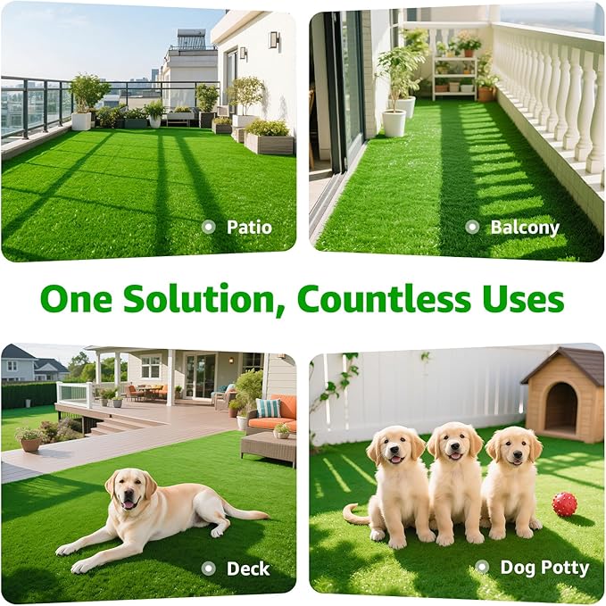 Realistic Artificial Grass Mat Customized Sizes, 6ft x10ft Synthetic Fake Grass Mat for Dogs, Reusable Turf Outdoor Rug Patio Garden Balcony Landscape, Faux Grass Rug with Drainage Holes