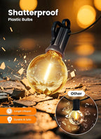 Outdoor String Patio Lights, 25FT 12 LED Patio Lights Waterproof, Connectable Shatterproof Hanging Outside String Light for Backyard, Porch, Deck, Balcony, Garden, House Decor, 2200K