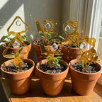 Novabright 6pcs Plant Trellis Indoor with Crystal Sun Catcher Potted Plants Decorations Sun Catcher Cute Mushroom Snail Frog Acrylic Stake for Indoor Home Garden Hanging Art Crafts Decoration
