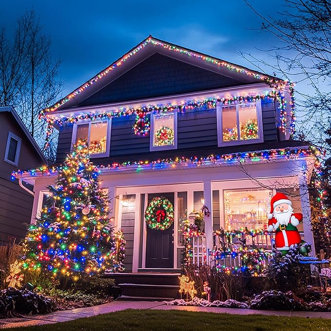 JMEXSUSS 168FT 600 LED Christmas Decor String Lights - 8 Modes Multicolor Christmas Lights Outdoor/Indoor Waterproof Plug-in Party Holiday Xmas Decorationsons