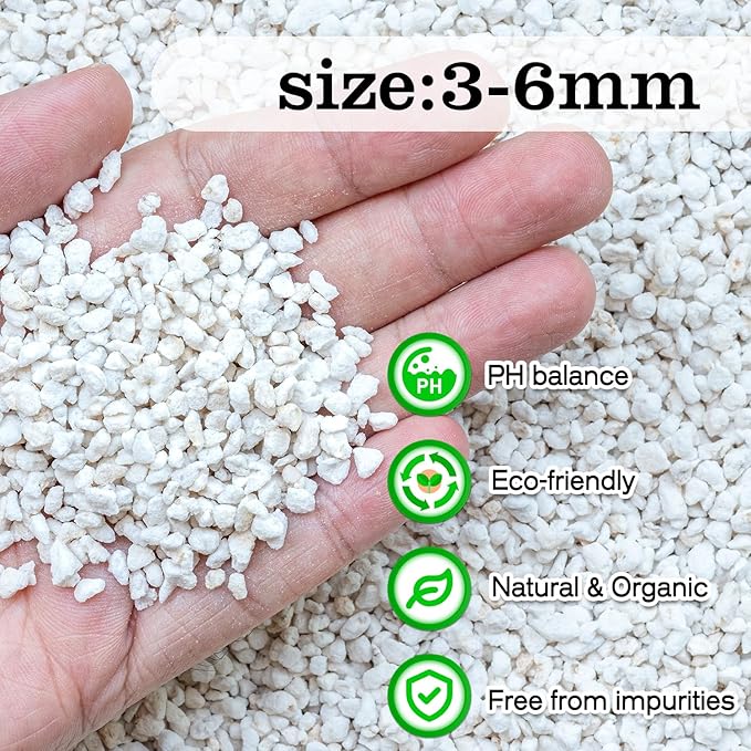 Perlite,Premium Oraganic Perlite Soil Amendment for Plant,Porous Volcanic Rock, Aeration & Drainage Enhancer, Ideal for Succulents, Flower Plants, Hydroponics-2 QT