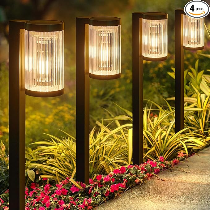 ELECLINK Solar Pathway Lights Outdoor, 4 Pack Upgraded Outdoor Solar Lights for Outside Super Bright Up to 12Hrs, IP65 Waterproof Solar Garden Lights for Yard Path Walkway Decor Landscape Lighting