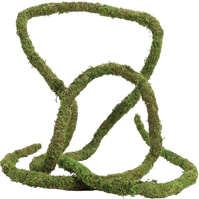 USMOLA Moss Vine for Reptiles, Bendable Climbing Vines Reptile Tank Accessories, Natural Moss Rope for Leopard Gecko, Lizard, Snake, Chameleon, Frog Terrarium Decor (Jungle Green, 6.5 FT)