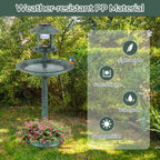 Giantex 42 inch Bird Bath Solar Lighted, Pedestal Bird Bath with Bird Feeder, Flower Planter Base, Solar Powered Lamp, 3 Ground Stakes, Standing Birdbath for Outside Garden Yard Outdoor (Green)