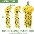 ATTGREAT Artificial Bougainvillea for Outdoors Faux Plants UV Resistant Flowers Fake Plastic Plants Realistic Silk Flowers for Porch Planter Garden Outside Hanging Decoration, 2Pcs (Yellow)