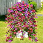 Artificial Flowers for Outdoors Spring Decor, 6 Bundles UV Resistant Realistic Faux Silk Hanging Flowers, Fake Plants for Planter Indoor Outside Garden Porch Patio Balcony Yard(Fuchsia Purple)