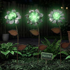 Topadorn 3-Pack Glow-in-the-Dark Metal Flower Garden Stakes, 14" Weatherproof Outdoor Plant Picks, Rustic Yard Art for Lawn & Patio