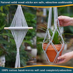 4 Pack Macrame Plant Hangers Indoor Up to 10 inch Pot, Boho Hanging Planters, Plant Holder with 8Pcs Stainless Steel Hooks (4Pcs Gray Hanger)