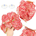 QUOZUO 2 Pack Reptile Plants for Terrarium, Artificial Leaves Habitat Decorations with Suction Cups, Terrarium Hanging Plants Vines for Bearded Dragons Lizards Snake Geckos Frogs - Red