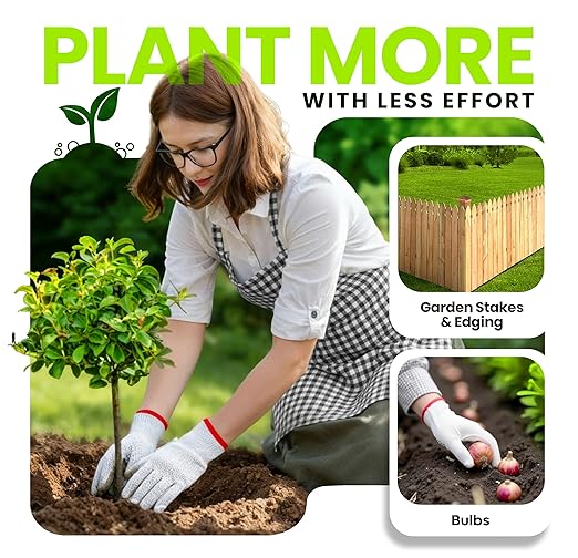 4pk Auger Drill Bit for Planting with Gloves - Heavy Duty Garden Spiral and Bulb Planter Tool for Digging Holes - Compatible with 3/8 Inch Hex Drive (1.6 x 8.6 + 3 x 12 + 2 x 14.5 + 2.6 x 16.5 Inch)