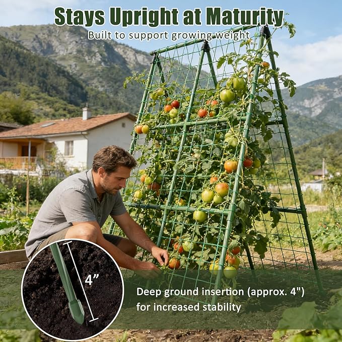 Miory 2 Pack Cucumber Trellis, 32"×48" Garden Trellis for Climbing Plants Outdoor, A-Frame Vegetable Trellis for Raised Bed, Support for Tomatoes, Zucchini, Vines, Flowers