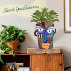 Midogaigai Abstract Face Planter Pots for Plants,Hand-Painted Colorful Flower Pots with Drainage, Indoor Outdoor Garden Decor Gift(Classic,Large)