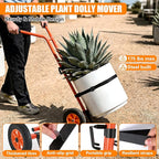 Plant Caddy with Wheels, Heavy Duty Plant Dolly Cart with Non-Slip Silicone Grids Adjustable Grabbing Arm, Suction Cups, Indoor Outdoor Plant Mover for Heavy Pots, Supports Plants Up to 175 lbs Orange