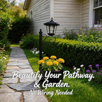 Solar Floor Lamps with Planter (2-in-1 Design), 29.5" Outdoor Solar Lamp Post - IP44 Waterproof, Warm Yellow Lights Dusk to Dawn 6-8Hr, Easy Install for Lawn, Patio, Porch, Yard & Pathway Decor