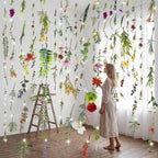 Suncalla 6 Pcs 35.4ft Hanging Flowers Garlands Backdrop Lighted Floating Fake Wildflower Vines LED Floral Garland Ceiling for Spring Wedding Bridal Shower Birthday Graduation Party(Fresh,Multicolor)