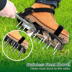 Ohuhu Lawn Aerator Shoes with Stainless Steel Shovel, Free-Installation Aerating Shoe with Hook&Loop Straps, Heavy Duty One-Size-Fits-All Spiked Aerating Sandals for Garden Grass