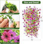 Artificial Fake Hanging Flowers Plants for Outdoor Spring Summer Decoration, 2PCS Faux Daisy Silk Plant Outside No Fade UV Resistant Realistic Home Decor for Porch Patio Window Box (Mix purple)