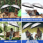 2 PACK Beach Umbrella with Clamp, 360 ° Adjustable Umbrellas for Chair, UPF50+ Umbrella for Beach Chair, Patio Chair, Wheelchair, Camping Chair, Golf Carts (Chair Not Included)