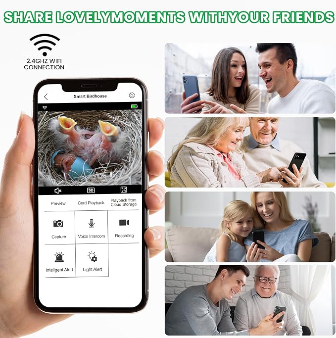 Bird Houses Camera, 5mp Solar Bird House with Camera, 2.4g WiFi Live View, Night Vision, Real-Time Bird Watching & Hatching, Outdoor Garden Bird Nest, Ideal Gift for Bird Lovers