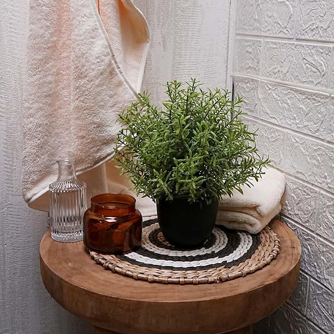 8 Inch Artificial Fake Rosemary Potted Plant, Small Greenery Decor for Shelf Greenery, Realistic Artificial Greenery Pot for Indoor Home Office wall Decor