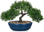 Artificial Bonsai Tree Faux Plants Indoor Fake Plants Decor with Blue Ceramic Pots for Home Table Office Desk Bathroom Shelf Bedroom Living Room Farmhouse Decor