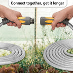 TheFitLife Flexible Metal Garden Hose - 100FT Lightweight Stainless Steel Water Hose with Solid Fittings and Sprayer Nozzle - Leak Proof, Kink Free, Anti-rust, Large Diameter, Durable and Easy Storage