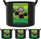 FEED GARDEN 5 Gallon Grow Bags 4 Pack – 300G Thickened Fabric Plant Pots with Reinforced Handles, Breathable Drainage Planters for Vegetables, Flowers & Herbs Indoor Outdoor