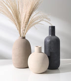 Ceramic Vase Set, Rustic Distressed Large Flower Vases in Pottery Decor, Modern Boho Farmhouse Decor for Pampa Grass, Dried & Fresh Flowers, Decorative Vase for Living Room, Kitchen, Entryway, Black