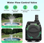 POPOSOAP Solar Fountain Pump, 45W Solar Pond Pump Kit with 340GPH Flow Rate Adjustable, PVC Tubing Solar Powered Water Pump for Outdoor Fountains, Garden, Ponds, Pools, Fish Tank, Backyard P145H