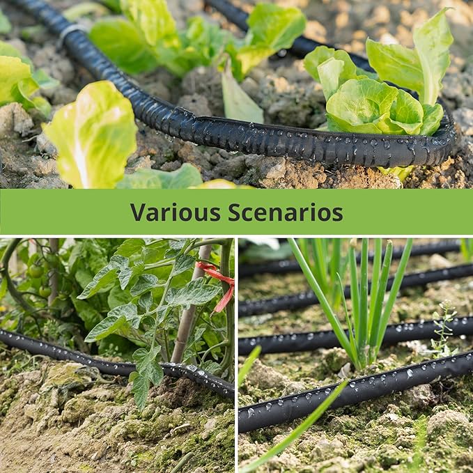 Flat Soaker Hose 75 ft Save 70% Water, Leakproof Design Double Layer Sprinkler Hose Drip Hose for Garden Bed