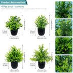LOYWREE Faux Plants Indoor 4 Pack Small Fake Plants Mini Artificial Plants in Black Pots Potted Greenery for Home Office Table Desk Bathroom Shelf Counter Styling Farmhouse Decor