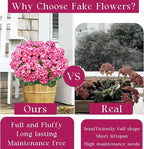 6 Bundles Artificial Geranium Flowers for Outdoors, Realistic Silk Geraniums Fake Flowers UV Resistant Faux Plants for Porch Front Door Planter Patio Balcony Outside Decor (Pink)