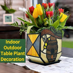 Stained Glass Bees Flower Pot, Fun Honeycomb Planter for Indoor Plants,Indoor Planters with Drainage and Tray,Cute Bee Plant Pots,Gifts for Plant Lovers
