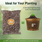 3QT Potting Soil Mix for Indoor Plants - Contains Perlite, Peat Moss, Coco Coir & Rice Charcoal, Natural & Organic Material with Well-Draining, Light & Aerated Texture for Healthy Roots & Fast Growth