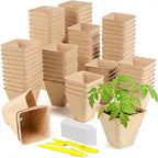 122-Pack 3.15 inch Square Peat Pots for Seedlings with 100 Labels, Biodegradable Nursery Pots with Drainage Holes for Plants