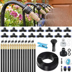 Lawn & Garden Watering Equipment,360° Adjustable Drip Irrigation System,50 ft Garden Plant Watering System with 15 Nozzles, 5/16 inches Hose Greenhouse Accessories for Yard, Lawn, Plants
