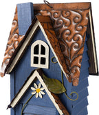 Glitzhome Bird Houses for Outside,Hand Painted Hanging Bird House for Outdoors, 24.25" H Oversized 3-Tiered Villa Decorative Wooden Bird Houses Large Birdhouse for Garden, Washed Blue