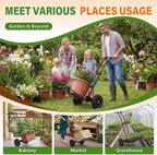 Adjustable Plant Caddy with Wheels, Heavy Duty Plant Dolly Cart w/Grab Arm and Strap Dual Protection, Garden Potted Plant Mover Dolly for Planter Flower Pots Indoor Outdoor, Supports 175lbs, Black